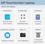 HP Laptop for Business and Student, 15.6" HD Touchscreen, Intel 6-Core i3-1215U Processor, 32GB RAM, 1TB SSD, lntel UHD Graphics, Windows 11 Home, with Microsoft Office Lifetime License