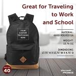 DISCOUNT PROMOS Custom Multipurpose Laptop Backpacks Set of 40, Personalized Bulk Pack - Lots of Features for Everyday Use, Perfect for Employess, Businessman - Black