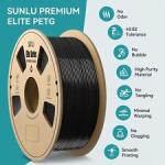SUNLU Elite PETG 3D Printer Filament – Black