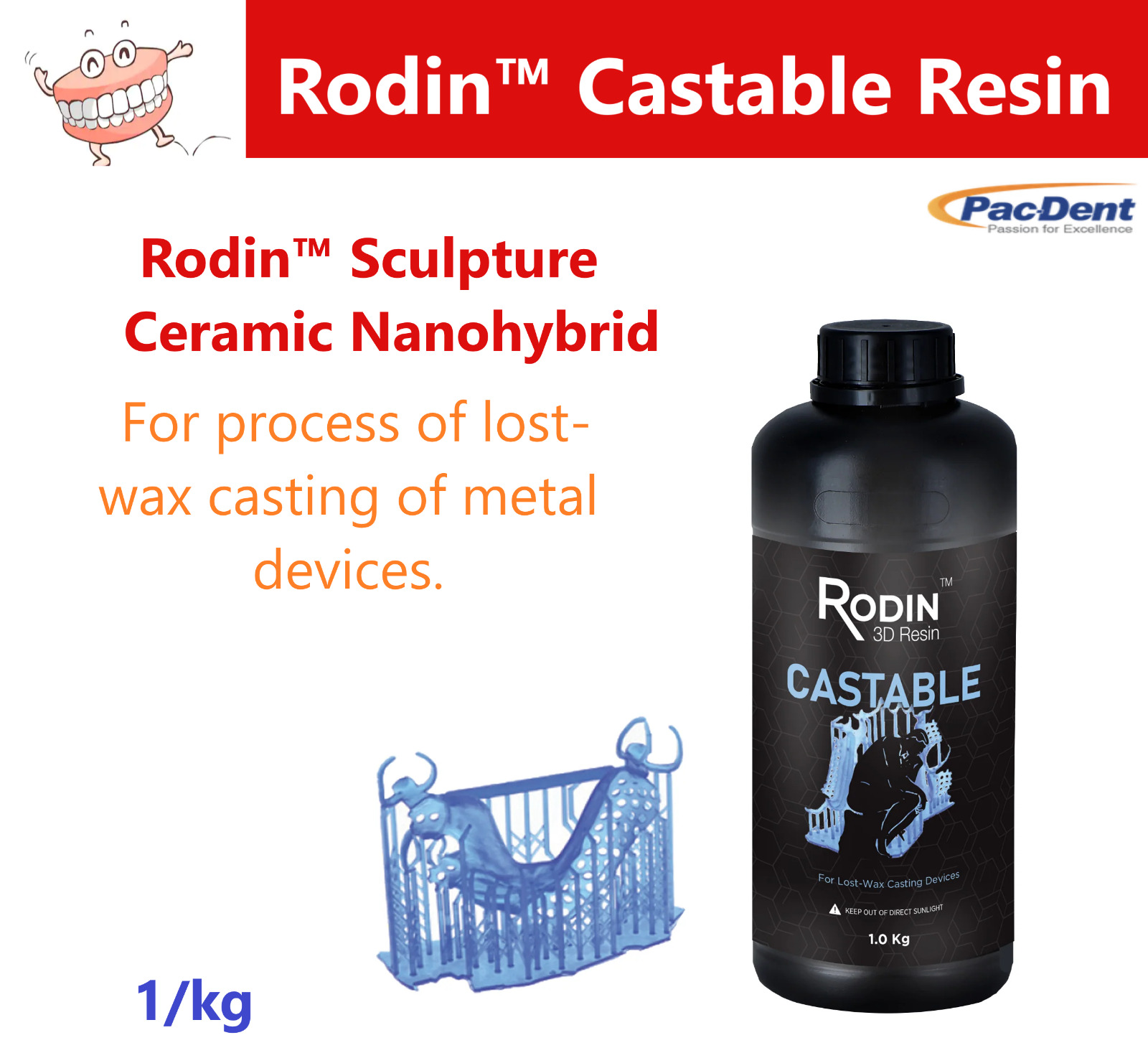 Dental Rodin Castable Resin for 3D Printing 1 Kg