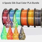 MIKA3D 6-Pack Dual Color Silk PLA Filament Bundle