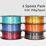 MIKA3D 6-Pack Dual Color Silk PLA Filament Bundle