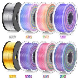 JAYO Multicolor Silk PLA Filament Bundle, 8 Rolls