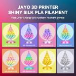 JAYO Multicolor Silk PLA Filament Bundle, 8 Rolls