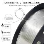 IEMAI Clear PETG 1.75mm Filament for 3D Printing