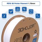 3DHoJor 1.75mm White PETG Filament, 1kg Spool