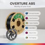 OVERTURE 1.75mm ABS Filament - 1kg Black Spool
