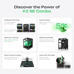 Creality K2 SE Combo 3D Printer, Support Multicolor Printing with CFS, 500mm/s High-Speed Printing, Auto Leveling, Vibration Control, Compact Desktop Upgrate 3D Printer, Print Size 220x215x245mm