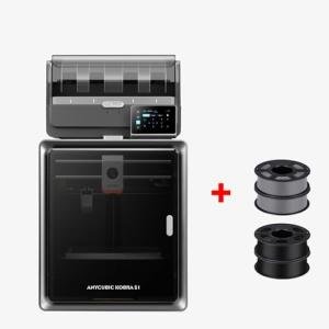 (PLA 4KG Bundle) Anycubic 3D Printer Kobra S1 Combo, Multi-Color 3D Printer Max 600mm/s High Speed Printing High Precision + ANYCUBIC PLA Filament 1.75mm, 2kg, Black + 2KG Gray