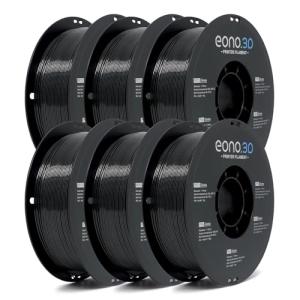 EONO3D PETG 3D Printer Filament 1.75mm Black 1KG*6(13.2lbs), Better Physical Strength and Layer Bonding Performance 3D Printing Filament,Dimensional Accuracy +/- 0.02mm,Fits for Most FDM 3D Printers