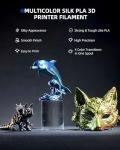Inslogic Silk PLA Filament 1.75mm 1KG, 3D Printer Filament Silk Four-Color Silk PLA, Silky Smooth Finish & High Precision, 1kg Spool(2.2lbs), Fits for Most FDM 3D Printers, 4 Pack