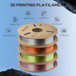 PLA Filament Bundle, 1.75mm Silk PLA Filament Tricolor Gradient PLA, 3D Printer Filament Dimensional Accuracy +/-0.02mm, 250g x 4 Spools,Fit for 3D Printers and 3D Pens