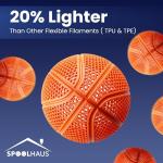 PEBA Filament 1.75mm Full 1kg SpoolHaus Super Bounce | High Rebound Flexible Filament | The Super TPU 78% Energy Return | Bouncy Airless Basketball 3D Printer Filament Lightweight Grey 1kg