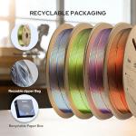 PLA Filament Bundle, 1.75mm Silk PLA Filament Tricolor Gradient PLA, 3D Printer Filament Dimensional Accuracy +/-0.02mm, 250g x 4 Spools,Fit for 3D Printers and 3D Pens
