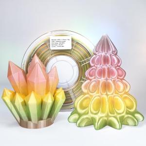 Zi-Rui Iridescent Crystal PETG 1.75mm Filament, Translucent Rainbow Transition with Pink, Yellow, Green Shades, 1KG (2.2lb), High Compatibility