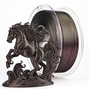 ZIRO 3D Printer Filament, 1.75mm Shiny Super Sparkle PLA with Glitter, Chameleon Series Filament, Twinkling Effect PLA 1kg Spool, Fit Most FDM 3D Printers Pens, Scarlet Gold Luster