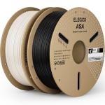 ELEGOO ASA Filament 1.75mm Deep Black & White 2KG, UV & Weather Resistant 3D Printer Filament for Outdoor Functional Parts, High Impact Strength Engineering Grad 1kg Spool (2.2lbs) Fit for FDM Printer