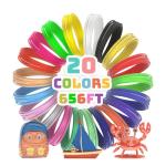 Nizzarra 20 Colors 3D Pen PLA Filament Each Color 32.8 Feet 1.75mm 3D Pen Filament Refills 3D Printing Pen Refills Total 656 Feet Strong Toughness for FDM 3D Printer and 3D Pen