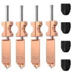 Integrated Nozzle Kit(0.25/0.4/0.6/0.8mm) 4Pack for Flashforge AD5X 3D Printer, Quick-Detachable High Flow Design, Original-Spec Upgraded Accessories, Extra 4PCS Silicone Socks