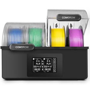 Comgrow SH03 4-Spool Filament Dryer Box, Dual 200W Heating Chambers, 85°C Max Temp, Auto Dehumidification, Fast Heat-Up, 99H Programmable Drying and Silent Sealed Storage for 1.75mm Filaments