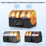 Comgrow SH03 4-Spool Filament Dryer Box, Dual 200W Heating Chambers, 85°C Max Temp, Auto Dehumidification, Fast Heat-Up, 99H Programmable Drying and Silent Sealed Storage for 1.75mm Filaments