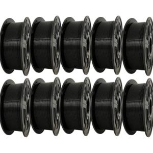 Food Safe PLA+PRO Filament Bundle 1.75mm, Black 3D Printer Filament, Strong Layer Adhesion, Neat Winding for High Speed 60-500mm/s FDM 3D Printers, 10 Spools, 2.2lbs/1kg