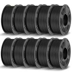 JAYO Matte PLA Filament 1.75mm Bundle, PLA Matte 3D Printer Filament, Dimensional Accuracy +/- 0.02 mm, 10 Pack 1.1kg Spool, 11kg (Black*10)