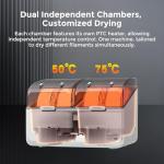 Creality Filament Dryer Box 4 Spools, Space Pi X4L Filament Storage Box, 200W PTC Heats Up to 75°C, Fast Drying Dual Heating Chambers, Moisture-Free Storage, for PLA, PETG, TPU, ABS