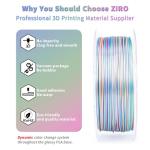 ZIRO PLA Filament 1.75mm, Glossy Multicolors 3D Printer Filament, Dyanmic Visual Effect, Fast Color Change Silk PLA Stripes Series, 2.2lbs Spool, Fit for Most 3D Printer, Hologram Stripes