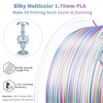 ZIRO PLA Filament 1.75mm, Glossy Multicolors 3D Printer Filament, Dyanmic Visual Effect, Fast Color Change Silk PLA Stripes Series, 2.2lbs Spool, Fit for Most 3D Printer, Hologram Stripes