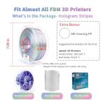 ZIRO PLA Filament 1.75mm, Glossy Multicolors 3D Printer Filament, Dyanmic Visual Effect, Fast Color Change Silk PLA Stripes Series, 2.2lbs Spool, Fit for Most 3D Printer, Hologram Stripes