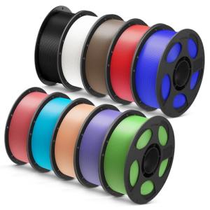 ANYCUBIC PLA Plus (PLA+), 3D Printer Filament 1.75mm Bundle, 1KG Reusable Spool, Black, White, Brown, Red, Blue, Pink, Tropical Turquoise, Peach Pink, Interstellar Violet, Spring Leaf, 10KG in Total