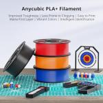 ANYCUBIC PLA Plus (PLA+), 3D Printer Filament 1.75mm Bundle, 1KG Reusable Spool, Black, White, Brown, Red, Blue, Pink, Tropical Turquoise, Peach Pink, Interstellar Violet, Spring Leaf, 10KG in Total