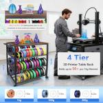 LLDDHHWW 3D Printer Stand Filament Storage Rack 4-Tier 3D Printer Table with Wheels, Heavy Duty 3D Filaments Storage Shelf Printers Cart for Workshop, Studio, Garage
