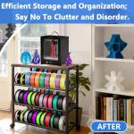 LLDDHHWW 3D Printer Stand Filament Storage Rack 4-Tier 3D Printer Table with Wheels, Heavy Duty 3D Filaments Storage Shelf Printers Cart for Workshop, Studio, Garage