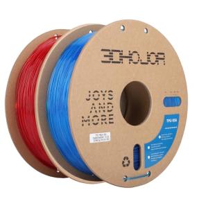 3DHojor TPU Filament 1.75mm TUP95A 3D Printer Filament Flexible Soft 3D Filament 1KG*2 Bundle fit Most FDM 3D Printers Dimensional Accuracy +/- 0.03 mm-Transparent Red/Blue
