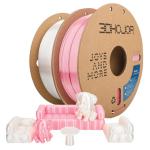 3DHoJor Silk PLA Filament 1.75mm, PLA Filament 1.75mm Silk Shiny 3D Printer Filament, 1kg*2 Cardboard Spool, Dimensional Accuracy +/- 0.03 mm, Fit Most FDM Printer(Silk White+Pink)