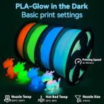 Clear Sky Blue Glow in The Dark 1.75mm PLA Filament with Smooth Surface, Bright Luminous Blue 3D Printer Filament, 1kg (2.2lbs) Plastic Spool 3D Printing PLA Filament Rod