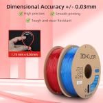 3DHojor TPU Filament 1.75mm TUP95A 3D Printer Filament Flexible Soft 3D Filament 1KG*2 Bundle fit Most FDM 3D Printers Dimensional Accuracy +/- 0.03 mm-Transparent Red/Blue