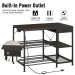 3D Printer Table with Filament Storage, 3-Tier 3D Printer Stand with Power Outlet & Drawer, Heavy Duty 3D Printer Rack for Workshop Studio Office (Black)