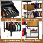 3D Printer Table with Filament Storage, 3-Tier 3D Printer Stand with Power Outlet & Drawer, Heavy Duty 3D Printer Rack for Workshop Studio Office (Black)