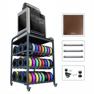 ARTINRACK 2026 Upgraded AC4 Heavy Duty 3D Printer Table Stand with High Density Polymer Vibration Damping Pads, 4 Tier 3d Filament Storage Rack with Wider Wheels for Home Office, Workshop Studio