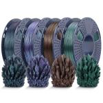 JAYO Galaxy PLA 3D Printer Filament 1.75mm, Glitter Sparkle PLA Colorful Twinkling, 250g Spool, 4 Rolls, 1kg, Galaxy Green, Black, Purple, Brown for FDM Printer
