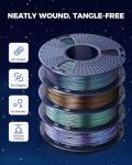 JAYO Galaxy PLA 3D Printer Filament 1.75mm, Glitter Sparkle PLA Colorful Twinkling, 250g Spool, 4 Rolls, 1kg, Galaxy Green, Black, Purple, Brown for FDM Printer