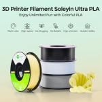 Creality Colorful Soleyin Ultra PLA 3D Printer Filament 1.75mm, 300mm/s Speed, +/-0.02mm Accuracy, Quick Cooling & Shaping, 1kg Spool (2.2lbs), Black + Pineapple Yellow Combo