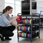 ARTINRACK 2026 Upgraded AC4 Heavy Duty 3D Printer Table Stand with High Density Polymer Vibration Damping Pads, 4 Tier 3d Filament Storage Rack with Wider Wheels for Home Office, Workshop Studio