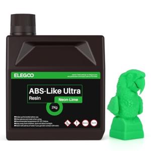 ELEGOO ABS-Like Resin Ultra, Fast UV Curing Photopolymer 3D Printer Resin, High Flexibility, High Hardness, High Precision for Saturn Mars MSLA SLA DLP 3D Printers, 2000G Neon-Lime
