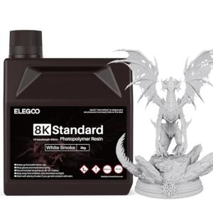 ELEGOO 8K 3D Printer Resin, Standard Photopolymer Resin 405nm UV-Curing Resin, Best for 8K/9K/12K LCD 3D Printer White Smoke 2000G