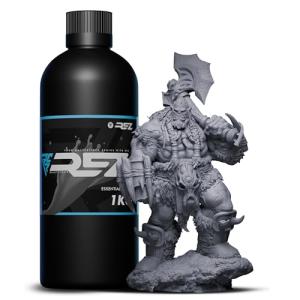 Rez Resin 1 kg, Essential Grey UV Photopolymer Resin for SLA/DLP/LCD 3D Printers, Ultra-High Detail, Fast-Curing Tough Resin for Highly Detailed Models, high Strength and Low Odor, 2K 4K 6K 8K