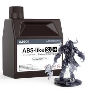 ELEGOO ABS-Like Resin 3.0+, Upgraded 3D Printer Photopolymer Resin, Higher Heat-Resistance Fast Curing High Precision Non-Brittle, Smoky Black 2000g